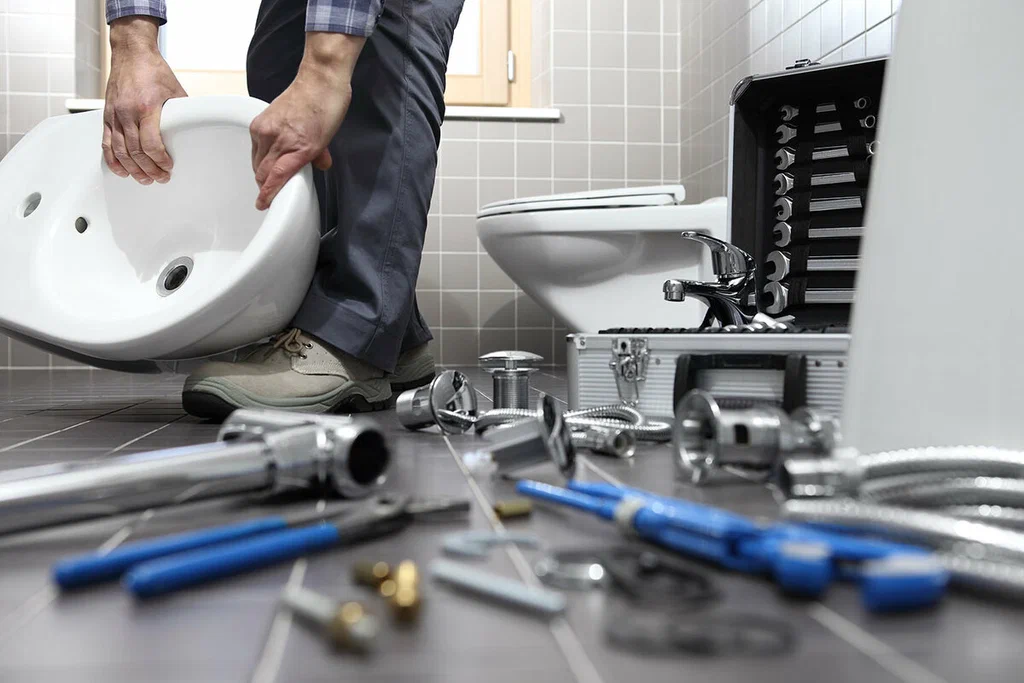 Plumbing tools prepared for a bathroom repair in Sun City Center